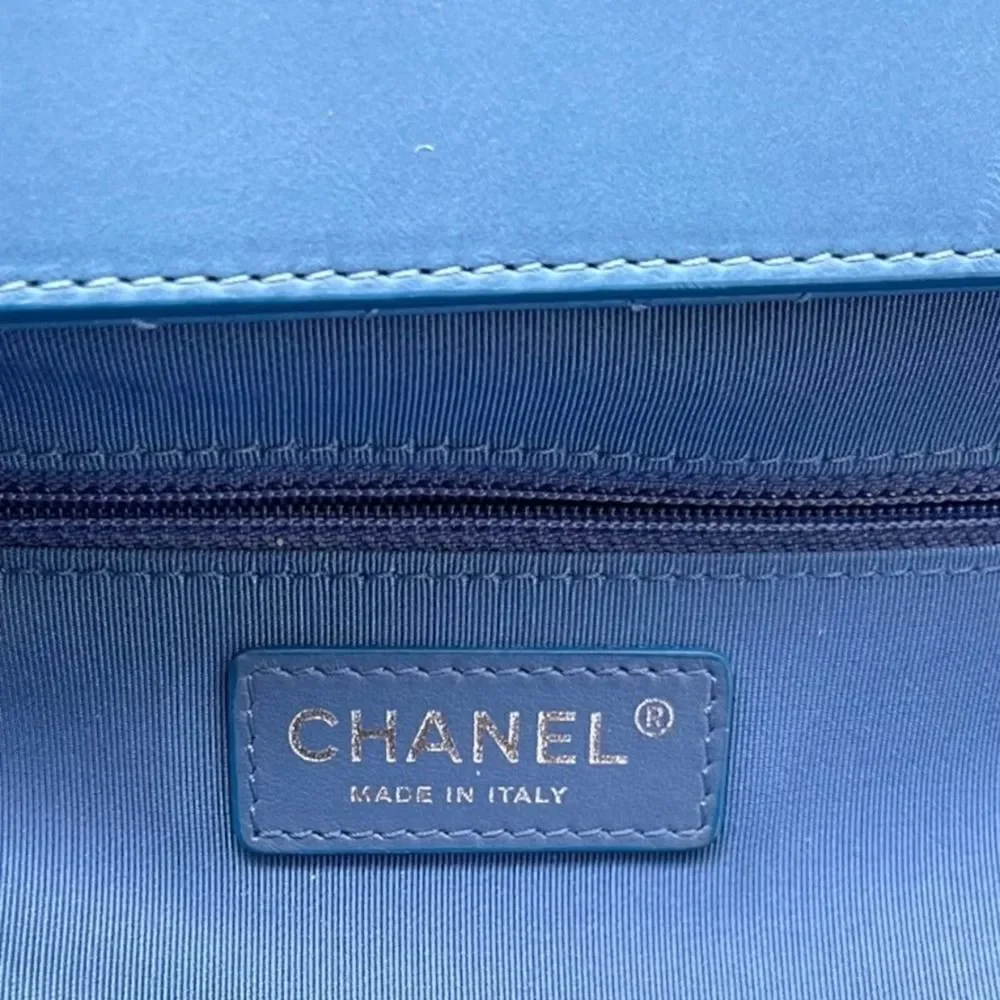 Chanel Easy Shopping Quilted Lambskin Handbag Blue